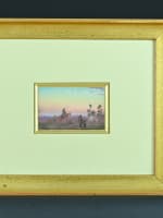 Tableau ancien gouache Paul Pascal cavalier orientaliste paysage ciel XIXe - Miniature 2