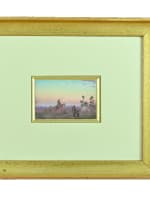Tableau ancien gouache Paul Pascal cavalier orientaliste paysage ciel XIXe - Miniature 5