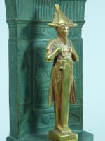 Ancienne sculpture Osiris Art Nouveau hiéroglyphe bronze Egypte signée Willy - Miniature 5