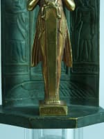 Ancienne sculpture Osiris Art Nouveau hiéroglyphe bronze Egypte signée Willy - Miniature 6