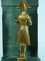 Ancienne sculpture Osiris Art Nouveau hiéroglyphe bronze Egypte signée Willy - Miniature 9