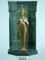Ancienne sculpture Osiris Art Nouveau hiéroglyphe bronze Egypte signée Willy - Miniature 14