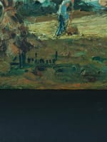 Tableau ancien fin XIXe école impressionniste travaux des champs foins bœufs - Miniature 10