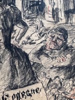 Dessin ancien scène animée portrait femme haranguant la foule Paris XIXe siècle signé - Miniature 7