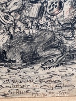 Dessin ancien scène animée portrait femme haranguant la foule Paris XIXe siècle signé - Miniature 9