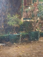 Tableau ancien le jardinier au travail dans un jardin impressionniste printemps - Miniature 7