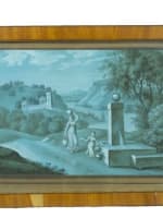 Beau dessin ancien paysage d'Italie néo classique femme à la fontaine XVIIIe - Miniature 2