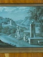 Beau dessin ancien paysage d'Italie néo classique femme à la fontaine XVIIIe - Miniature 3