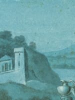 Beau dessin ancien paysage d'Italie néo classique femme à la fontaine XVIIIe - Miniature 8