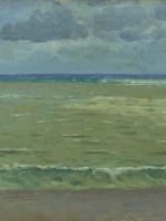 Ancien tableau marine bord de mer Saint-Jean-de-Luz vague 1888 Pays Basque Ogier - Miniature 1