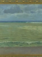 Ancien tableau marine bord de mer Saint-Jean-de-Luz vague 1888 Pays Basque Ogier - Miniature 2