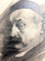 Beau dessin ancien Jean Terles portrait étude homme à la moustache papier 1930 - Miniature 1