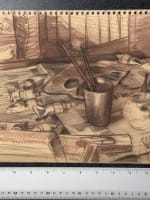 Beau dessin ancien Jean Terles atelier d'artiste tubes palette beaux arts 1930 - Miniature 5