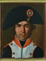 Ancien tableau portrait d'homme soldat bicorne Napoléon Ier Austerlitz Empire - Miniature 2