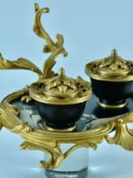 Encrier Louis XV rocaille bronze doré porte plume Millet inkwel François Linke - Miniature 4