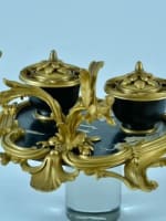 Encrier Louis XV rocaille bronze doré porte plume Millet inkwel François Linke - Miniature 5