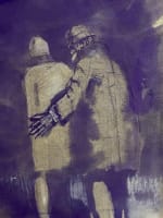 Beau dessin ancien Jean Terles couple marchant dans la nuit papier 1930 - Miniature 3