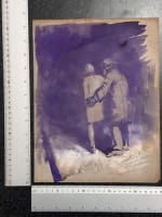 Beau dessin ancien Jean Terles couple marchant dans la nuit papier 1930 - Miniature 5