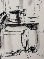 Beau dessin ancien Jean Terles portrait de femme à la couture intérieur art déco - Miniature 4