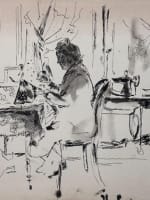 Beau dessin ancien Jean Terles portrait de femme à la couture intérieur art déco - Miniature 5