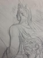 Beau dessin ancien Jean Terles portrait de femme à la couture intérieur art déco - Miniature 7