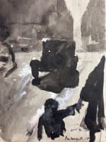 Art déco beau dessin ancien Jean Terles rue Bonaparte Paris promeneur voiture - Miniature 1