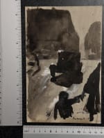 Art déco beau dessin ancien Jean Terles rue Bonaparte Paris promeneur voiture - Miniature 5