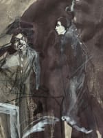 Beau dessin ancien Jean Terles femme élégante et chauffeur Paris street scene - Miniature 3