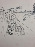 Beau dessin ancien Jean Terles Au revoir sur le pont d'un paquebot 1930 - Miniature 3