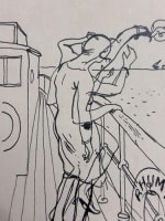 Beau dessin ancien Jean Terles Au revoir sur le pont d'un paquebot 1930 - Miniature 5