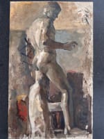 Ancien tableau portrait homme nu antique sculpture dans l'atelier Jean Terles - Miniature 14