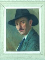 Beau tableau ancien portrait homme chapeau Villeneuve-sur-Lot G Barlangue timbre - Miniature 3