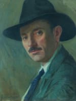 Beau tableau ancien portrait homme chapeau Villeneuve-sur-Lot G Barlangue timbre - Miniature 4