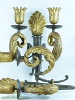 Applique Gilbert Poillerat 1940 métal doré baroque design déco sconces x 2 rare - Miniature 2