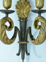 Applique Gilbert Poillerat 1940 métal doré baroque design déco sconces x 2 rare - Miniature 10