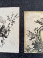 Belle gravure ancienne trophée d'armes canon aigle XVIIIe Pierre Rançon x 2 - Miniature 2