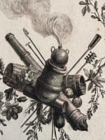 Belle gravure ancienne trophée d'armes canon aigle XVIIIe Pierre Rançon x 2 - Miniature 5