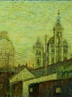 Tableau ancien vue de Granville post impressionniste église Saint-Paul Normandie - Miniature 1