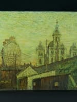 Tableau ancien vue de Granville post impressionniste église Saint-Paul Normandie - Miniature 2