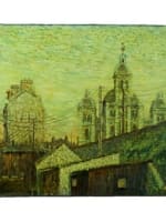 Tableau ancien vue de Granville post impressionniste église Saint-Paul Normandie - Miniature 12