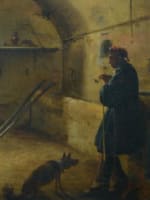 Tableau Marius Granet huile XIXe scène animée cellier portrait homme cadre - Miniature 3