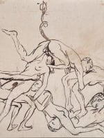 Ancien dessin portrait personnage nus diable faune satanique curiosa 1900 - Miniature 3