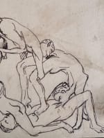 Ancien dessin portrait personnage nus diable faune satanique curiosa 1900 - Miniature 4