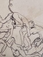 Ancien dessin portrait personnage nus diable faune satanique curiosa 1900 - Miniature 5