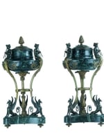 Philippe Thomire cassolettes vase antique bronze marbre femme aulos griffon - Miniature 1