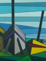 Beau tableau moderne marine bateau marée basse Hubert Hujac Toulouse - Miniature 1