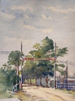 Ancien dessin original paysage Bordeaux Le camp de Souges Mattéo Brondy 1915 - Miniature 1