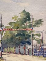 Ancien dessin original paysage Bordeaux Le camp de Souges Mattéo Brondy 1915 - Miniature 2