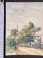 Ancien dessin original paysage Bordeaux Le camp de Souges Mattéo Brondy 1915 - Miniature 5
