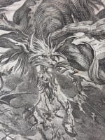 Ancienne gravure Jacques Callot la tentation de Saint Antoine dragon portrait - Miniature 1